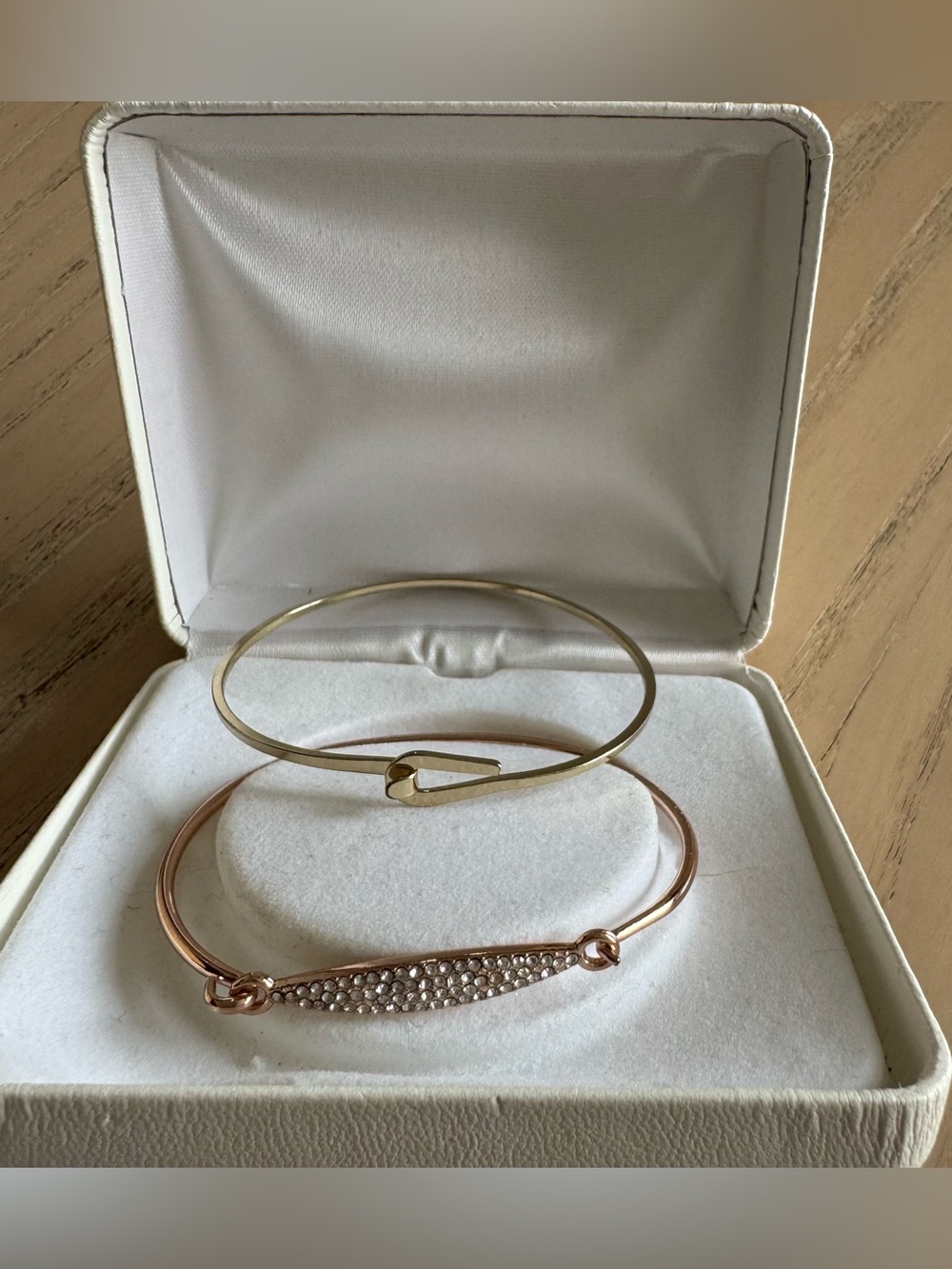 Gold and Rose-Tone Wire Bangle Bracelet Set